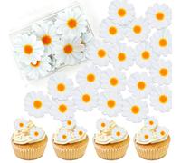 Marguerite Comestibles Toppers Gâteau,Marguerites en Azyme,décoration gâteau fleurs comestibles,Déco Alimentaire pour Cupcakes,Pâtisseries - Anniversaire,Mariage