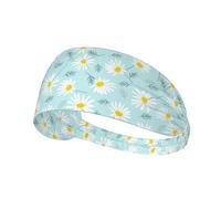 Marguerite Florale délicate Bleue et Blanche,Bandeau de Sport Unisexe, Bandeau élastique Multi-usages pour Cheveux
