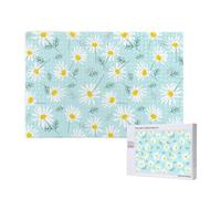 Marguerite Florale délicate Bleue et Blanche,Puzzle Familial en Bois de 1 000 pièces pour Adultes et Adolescents, décoration d'intérieur