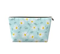 Marguerite Florale délicate Bleue et Blanche, Trousse de Maquillage Trousse à cosmétiques Trousse de Toilette de Voyage Portable Pochette de Toilette