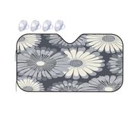 Marguerite Gris Blanc Voiture Couverture Pare Brise Isolation Thermique Pare-Soleil Pliable Voiture Housses De Soleils pour Voitures Berlines SUV 76x140cm