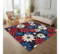 Marguerite Plantes Peintes Vintage Tapis Antidérapant 150x210cm - Nature Plantes Fleurs Imprimé Ne perd Pas Ses Poils - Tapis Lavable pour Salon, Chambre à Coucher, Salle à Manger, Descente de Lit