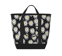 Marguerites Fleurs Florales Fleur Noir et Blanc Simple,Sacs à lunch isothermes de grande capacité pour femmes et hommes