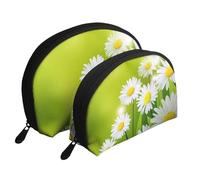 Marguerites Fleurs Florales, Trousse de Maquillage Coquille Femme Petit Porte-Monnaie Trousse de Toilette Trousse à cosmétiques 2 pièces
