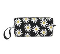 Marguerites Fleurs Florals Fleur Noir Et Blanc Simple, Trousse de Maquillage Trousse à cosmétiques Trousse de Toilette de Voyage Portable Pochette de Maquillage