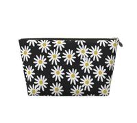 Marguerites Fleurs Florals Fleur Noir Et Blanc Simple, Trousse de Maquillage Trousse à cosmétiques Trousse de Toilette de Voyage Portable Pochette de Toilette