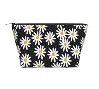 Marguerites Fleurs Florals Fleur Noir Et Blanc Simple, Trousse de Toilette Trousse de Maquillage Sac à cosmétiques Trousse de Toilette de Voyage Portable