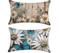 Marguerites Taie Oreiller 50x80 Papillon Coussin Canape Lot de 2 Velours Housse Coussin Coussins Canapé Taie d'oreiller Rectangulaire Coussins Décoratifs Imperméable, Decoration Maison z-98