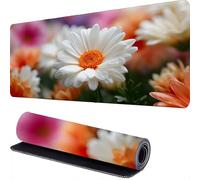 Marguerites Tapis de Souris Gamer 1500 x 800 x 3mm Blanc Tapis Souris XXL Extended Mousepad Desk Mat avec Base en Caoutchouc Antidérapant, Mouse Pad pour Ordinateur, PC, Bureau, Maison r-36