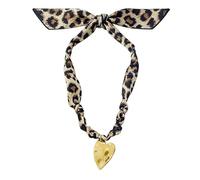 MarHermoso Collier à breloques pour femme - Collier ras du cou en acier inoxydable - Pendentif d'amour fait à la main - Bandana en soie verte - Tendance - Vintage - Bohême, Moyen, Plaqué or, Pas de