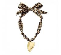 MarHermoso Collier à breloques pour femme - Collier ras du cou en acier inoxydable - Pendentif d'amour fait à la main - Bandana en soie verte - Tendance - Vintage - Bohême, Moyen, Plaqué or, Pas de