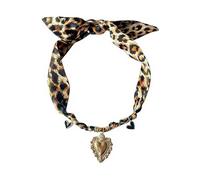 MarHermoso Collier à breloques pour femme - Collier ras du cou tendance léopard en acier inoxydable - Pendentif cœur tendance vintage fait à la main - Cadeau bandana en soie, Moyen, Plaqué or, Pas de