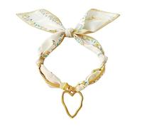 MarHermoso Collier écharpe pour femme - Collier ras du cou simple - Pendentif d'amour fait à la main - Bijoux cadeau beige - Bandana en soie - Tendance - Vintage - Bohême, Moyen, Plaqué or, Pas de