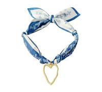 MarHermoso Collier écharpe pour femme - Collier ras du cou simple - Pendentif d'amour fait à la main - Bijoux cadeau beige - Bandana en soie - Tendance - Vintage - Bohême, Moyen, Plaqué or, Pas de