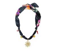 MarHermoso Collier ras du cou pour femme en acier inoxydable avec pendentif en forme de cœur, tendance, vintage, fait à la main, bijou cadeau, bandana en soie verte, style western bohème, Medium
