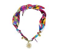 MarHermoso Collier ras du cou pour femme en acier inoxydable avec pendentif en forme de cœur, tendance, vintage, fait à la main, bijou cadeau, bandana en soie verte, style western bohème, Moyen