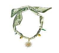 MarHermoso Collier ras du cou pour femme en acier inoxydable avec pendentif en forme de cœur, tendance, vintage, fait à la main, bijou cadeau, bandana en soie verte, style western bohème, Moyen