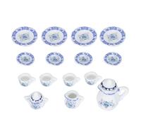 Marhynchus 1:12 Dollhouse Tea Miniature Porcelain Flower Tea Tasse de Tasse de thé 15 Pcs à thé Miniature pour Une Maison de Poupée avec des Détails Exquis Style Classique (Couleur de Porcelaine