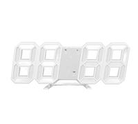 Marhynchus 3D LED Horloge Murale Numérique Réveil Mural Minuterie 12/24 HR Heure/Date Affichage Veilleuse Réveil pour La Maison Salon(Mot Blanc)