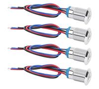 Marhynchus 4 jeux de voyants LED LED rondes pré-câblées Lumière bicolore étanche Anode commune Anode Electrode 12-24 V 12 mm avec écrou de compression et rondelle(Rouge et bleu)