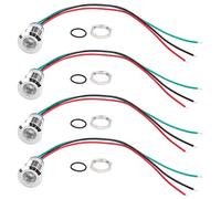 Marhynchus 4 jeux de voyants LED LED rondes pré-câblées Lumière bicolore étanche Anode commune Anode Electrode 12-24 V 12 mm avec écrou de compression et rondelle(Rouge et vert)