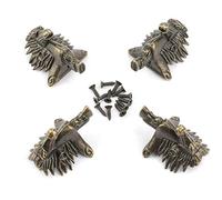 Marhynchus 4 Pcs Cheval Tête de Boîte Jambes Wrap Angle Décoratif Boîte en Bois Coin Protecteur Quincaillerie Pied pour Boîte à Bijoux Boîte à Vin