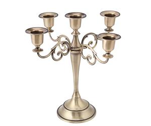 Marhynchus 5 Armes Bougeoir 5 Stands Candélabra 5 Branche Chandelle de Style Européen Mariage Décoration de Mariage avec Design élégant pour Le Dîner aux Chandelles (Qinggu à Cinq têtes)