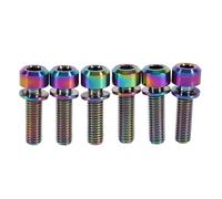 Marhynchus Boulon de Tige D'alliage en Titane M5 X 18 Mm Ensemble 6 Pcs avec Laveuses, Vis à Vélo Durable pour Tige de Vélo, Trois Couleurs Disponibles pour Les Amateurs de Cyclisme (Brillant; 3x2,6