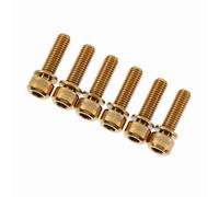 Marhynchus Boulon de Tige D'alliage en Titane M5 X 18 Mm Ensemble 6 Pcs avec Laveuses, Vis à Vélo Durable pour Tige de Vélo, Trois Couleurs Disponibles pour Les Amateurs de Cyclisme (Gold)