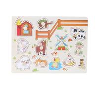 Marhynchus Bouton en Bois Puzzle Puzzon du Jouet Cognitif en Bois pour Les Enfants avec Un Modèle de Fruits Animaux pour Améliorer la Pensée Spatiale et la capacité (A3006 (Animal))
