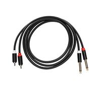 Marhynchus Câble Double TS 1/4 Pouce à TS Calan D'interconnexion Stéréo de 4,9 Pieds avec Obus en Aluminium en Aluminium Gold Plated pour CD DVD Mélangeurs Amplificateurs