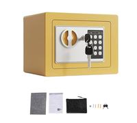 Marhynchus Coffre-fort Ignifuge avec Clavier Numérique, Boîte de sécurité avec Double Système D'alarme et clé de Sauvegarde pour L'argent, les Bijoux, les Documents dans le Dortoir du (GOLD)