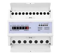 Marhynchus Compteur d'énergie triphasé à 4 Fils, ABS Ignifuge, Mesure Précise, écran LCD, Compteur d'impulsions électriques monté sur Rail DIN pour Usage Industriel et Commercial