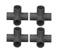 Marhynchus Connecteurs de Raccord de Tuyau PVC 0,8 Pouces 4 Voies de Coude, Résistantes aux Chocs pour la Connexion de Tente D'entrée, Idéal pour Construire des Articulations Fortes, 10pcs (Black)