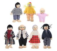 Marhynchus Ensemble de 7 Pièces de Poupées Familiales en Bois avec Un Corps Doux et des Membres Flexibles pour Faire des (Nouvelle marionnette 7 pièces)