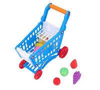 Marhynchus Ensemble de Chariot de Courses pour Enfants, Jouet pour Tout-Petits avec Panier à Fruits et Légumes en Plastique écologique, Idéal pour L'éveil et Le Développement des Jeunes (Blue)