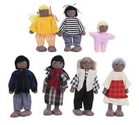 Marhynchus Famille de Maisons de Poupée en Bois réglé 12 Pièces Flexibles Limbes Soft Body Puppenhaus Puppen Family Familles avec (7 marionnettes Noires)