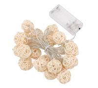Marhynchus Guirlande lumineuse à piles avec 20 boules rondes en rotin - de long - Pour intérieur et extérieur - Idéale pour Noël, décoration de mariage