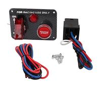 Marhynchus Kit de Panneau de Commutateur D'allumage 12 V 40 A en Fibre de Carbone Style Course Moteur Bouton Poussoir de Démarrage Panneau de Commutateur de Démarrage D'allumage pour