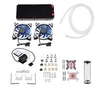 Marhynchus Kit de Refroidissement Liquide de 240 Mm avec Bloc de Cuivre CPU Bloc GPU Bloc en Acrylique Transparent Reservoir Double Ventilateurs LED pour le Système de Refroidissement