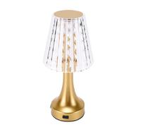 Marhynchus Lampe de Table Cristal Rechargeable, Touch Dimmable (Cuivre) | 3 Températures de Couleur, Abat-jour en Acrylique, Corps en Fer, Usage Sans Fil au Chevet et à Table, Câble de Charge USB