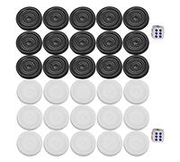 Marhynchus Pièces de Damiers en Plastique de 32 Pcs Set pour les Drafts Internationaux et les Jeux de société avec 15 Pièces Noires 15 Blancs et 2 Dices Kids Family Home Leisure