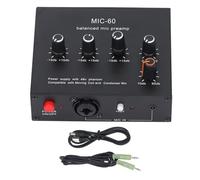 Marhynchus Préampli de Microphone Amplificateur de Gain de Micro avec Entrées XLR 3,5 Mm 6,5 Mm Gain 60 DB Alimentation Fantôme 48 V pour Micros à Condensateur Dynamiques Home Studio