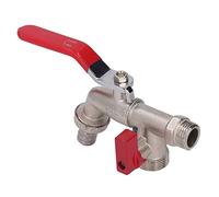 Marhynchus Robinet à Double Valve, Séparateur de Tuyau D'arrosage en Alliage de Zinc, 2 Voies avec Longue Poignée pour une Utilisation en Extérieur, Sortie 1/2 Pouces 3/4 Pouces, Entrée