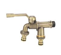 Marhynchus Robinet D'eau Extérieur à Double Robinet de Jardin, Double Robinet, Fixation Murale en Laiton, Entrée 3/4 Po avec 2 Sorties Indépendantes pour Jardin, Balcon, Buanderie