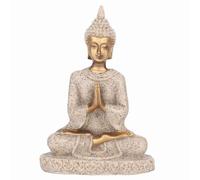 Marhynchus Statue de Bouddha en Résine de Grès Faite à la Main, Figurine Sculptée, Décoration de Méditation Réaliste pour la Maison, Ornement Bouddhiste, Cadeau (Un Or)