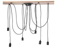 Marhynchus Support de Lampe de Plafond Industriel à 6 Têtes, Luminaire Suspendu de Style Vintage avec Câble de 2m de Long pour Ampoule E27, Lampe Suspendue à Monter Soi-même