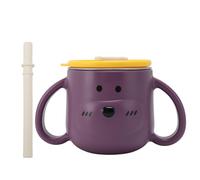 Marhynchus Tasse Isolante pour Tout-petits avec Paille, Tasse Isolée à Double Paroi en Acier Inoxydable 316L, Design de Dessin animé Mignon pour Enfants avec Deux Poignées, capacité de 250 (PURPLE)