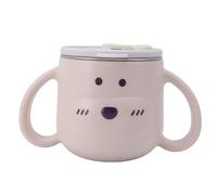 Marhynchus Tasse Isolante pour Tout-petits avec Paille, Tasse Isolée à Double Paroi en Acier Inoxydable 316L, Design de Dessin animé Mignon pour Enfants avec Deux Poignées, capacité de 250 (PINK)