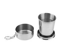 Marhynchus Tasse Pliable, Tasse Pliante en Acier Inoxydable Extérieur Portable pour Le Camping en Cours de Voyage avec des Clés, des et des (Gobelet à Trois Sections 150 ML)